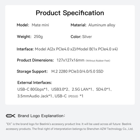 Beelink EX Mate mini 80 Gbit/s Dock für Mac mini M4